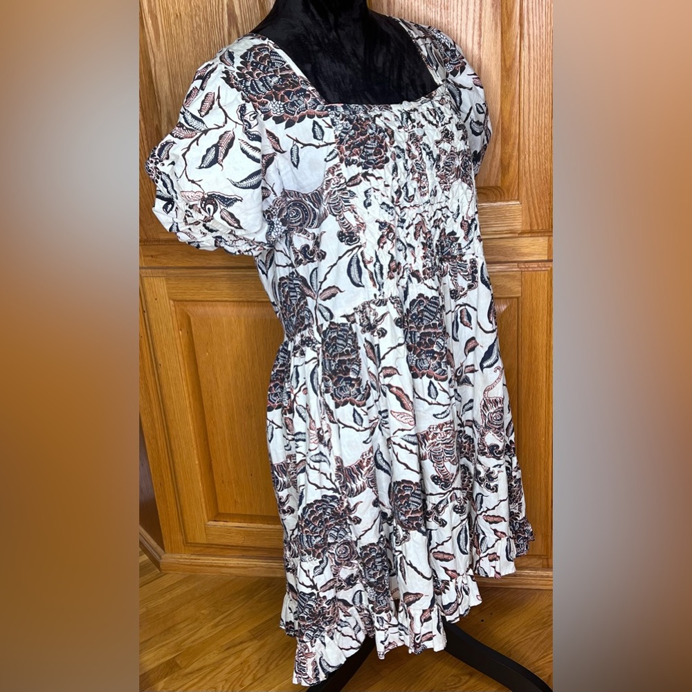 House of Harlow 1960 Ozzie Ivory Floral Print Puff Sleeve Mini Dress Size Medium - Picture 8 of 15